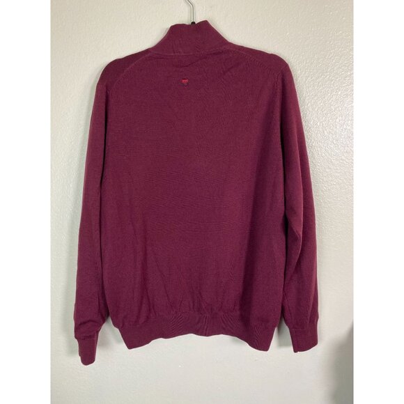 Fairway & Greene Italian Merino Wool Burgundy Quarter Zip Sweater Size Medium - Picture 2 of 16